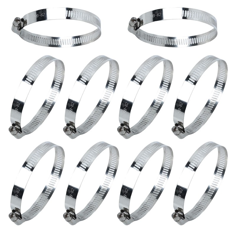 10Pcs Narrow Band 12mm Steel Adjustable Hose Clamp Hoop 59-82mm