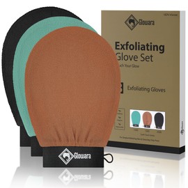 3 PCS Exfoliating Glove and Mitts, Removes Dead Skin and Fake Tan with Kessa Body Scrub Glove Set for Deep Body Cleansing and Hamam Use.