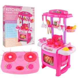 Kitchen Playset, Toy Play Set Kitchens with Pots Oven Stove Sink Appliances Lights Sounds Pretend Play Toys for Kids Children Girls Toddlers Ages 3 4 5 6 7