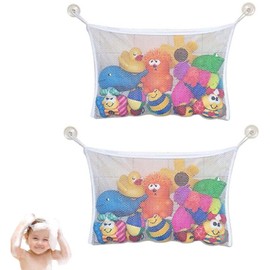 TRHDFW 2Pcs Bath Storage Organiser,Baby Bath Storage,Kids Bath Storage,Bath Storage Net,Baby Product for Baby Bath,Quick Dry Storage Net for Mesh Bath,Keep Bathtub Water Mold Free