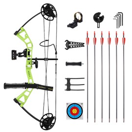 MOTION ZEUS Junior Compounnd Bow Set for Youth & Kids,Beginners and Women Bow Draw Length 16"-28",Draw Weight 10-40Lbs,290fps，Adjustable