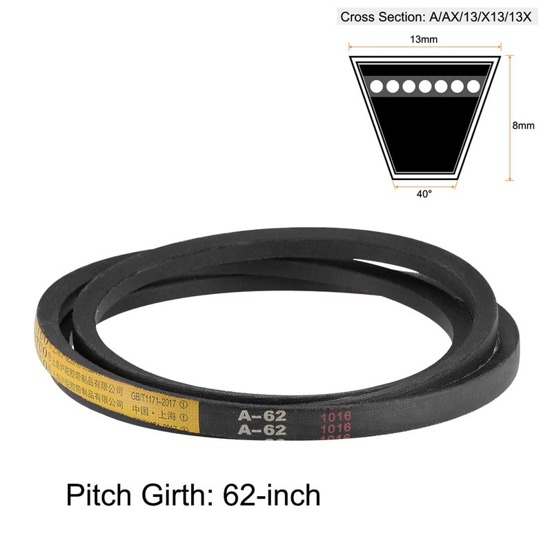 sourcing map A62 V-belt 62 inch pitch length A-profile rubber