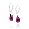 Women's 925 Sterling Silver Drop Earrings with Purple Crystals, Glass,
