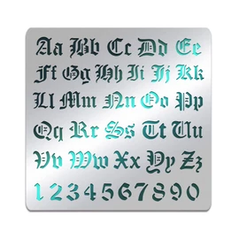 BENECREAT Matte Metal Letters Stencils, Gothic A to Z Alphabet & Number Stencil Template for Painting, Wood Burning, Leather Burning, Engraving, Scrapbooking, 6.14x6.14 inch