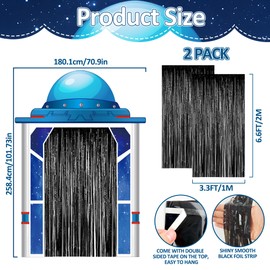 Space Ship Party Porch Banner Outer Space Theme Birthday Door Hanging Backdrop with Foil Fringe Curtains Astronaut Planet Photo Props Rocket Star Background Door Entryway Decor for Classroom Bedroom