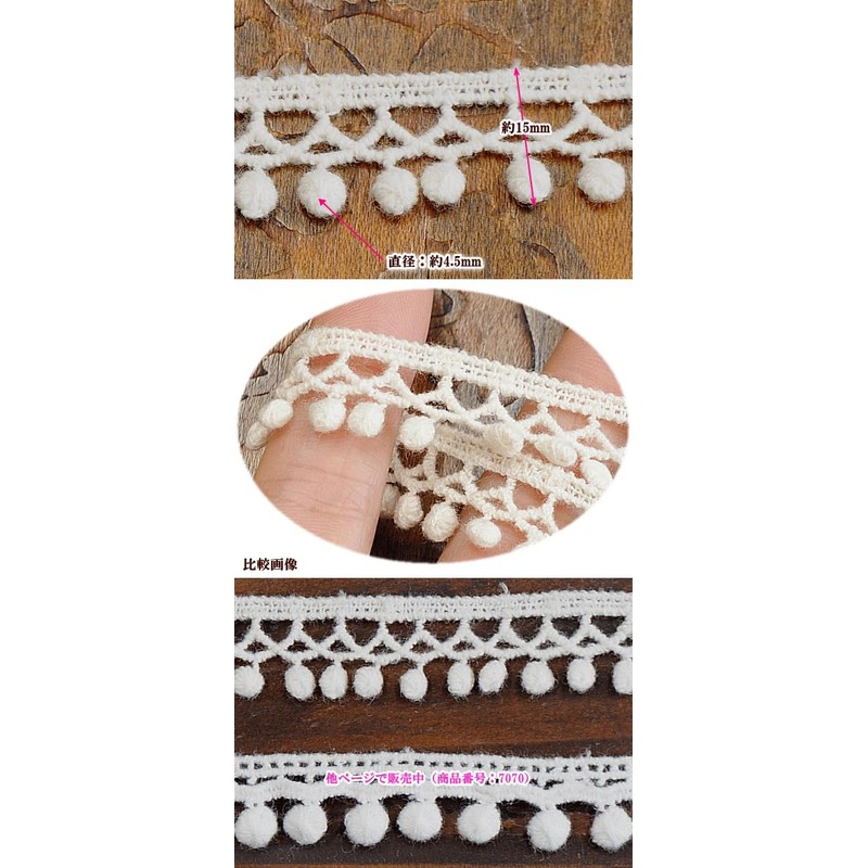 [8080] Pom Pom with chemical lace 5 Yds 4.5 m