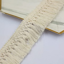 Yalulu 10 metri di nappa, bordo con frange, bordo, bordo, bordo, frange, nappe, bordo in pizzo, decorazione per vestiti, costumi, cucito fai da te (beige)