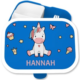 Children's Campus Mepal - Unicorn Lunch Box with Name | Gift Idea for Back to School | Gift for Nursery Start - 750 ml - Blue - Preschool Children's Gifts Unicorn Lunch Box
