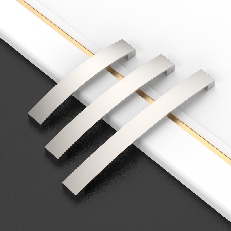 Amerdeco 10 Pack Brushed Satin Nickel Cabinet Pulls,160mm Hole Center-Drawer