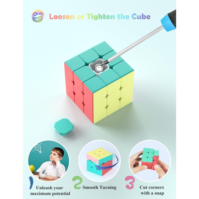 ROXENDA Speed Cube-3x3x3 Stickerless Magic Cube Macaron Vivid Color Fast