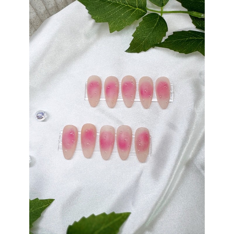 White peach syrup, peach pink matte cheek fruit nail -