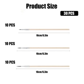 dinghaole 30-Piece Fine Brush Set, 3 Sizes Brush Set with Fine Tip, Small, Small Liner Brush for Micro Figures, Models, Art, Oil, Watercolour and Acrylic Painting, for Body, Face, Canvas