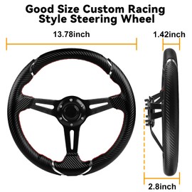 MOSNAI 13.7'' 350mm Deep Dish Steering Wheel, Racing Golf Cart Fit Club Car DS and Precedent,Yamaha EZGO RXV & TXT