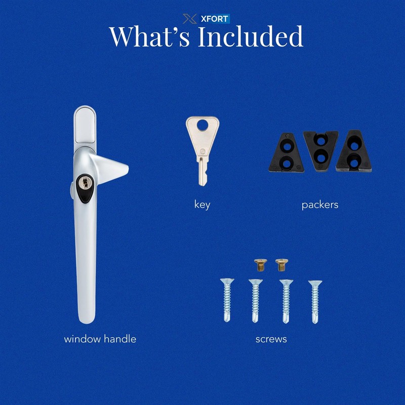 XFORT Locking Cockspur Window Handle Installation Kit in Satin Chrome,