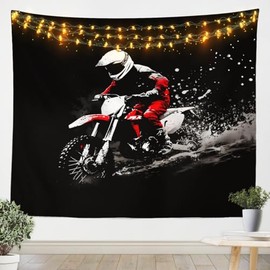 Feelyou Dirt Bike Tapestry Small 51"x59" Extreme Sports Wall Hanging Ultra Soft Racing Themed Wall Blanket For Kids Boys Girls Motorcycle Wall Art Room Decor Motorbike Tapestries
