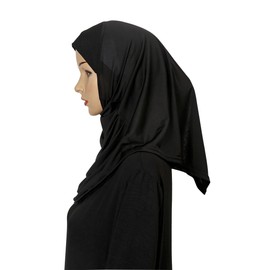 Hophor Ready To Wear Hijab for Women Long Muslim Turban Undercap Set Instant Scarf for Prayer Clothes Abaya(Black)