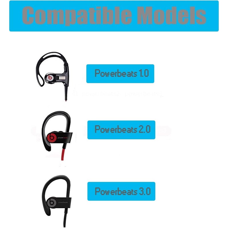 10-Pack Black Double Flange EarTips Compatible with Beats Powerbeats 3