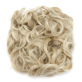 Real Thick Comb Clip in Messy Curly Bun Hair Extension Chignon Updo Hair Piece Short Hair Wavy Scrunchie Wedding Hairpiece - Ash Blonde mix Bleach Blonde