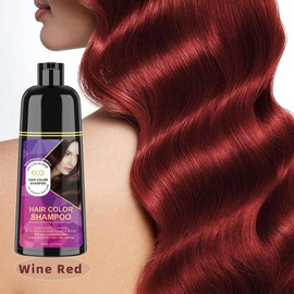 ECO Hair Dye, Quick-Action Hair Coloring Shampoo, Various colors available,Hair Care, Plant Extracts, Long-Lasting Formula Haircare Gel Nourishin,Wine-Red,Black,Brown,Ammonia-Free, Haircare, Mild (400 mL),Perfect Gifts for Women&Men - Color: Wine-Red