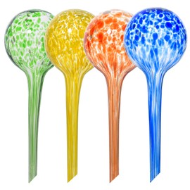 PYVYLO Plant Watering Globes Set of 4,Medium Glass Self Watering Globes for Indoor & Outdoor Plants Vacation Plant Care Automatic Watering Bulbs Self Watering Planter Insert