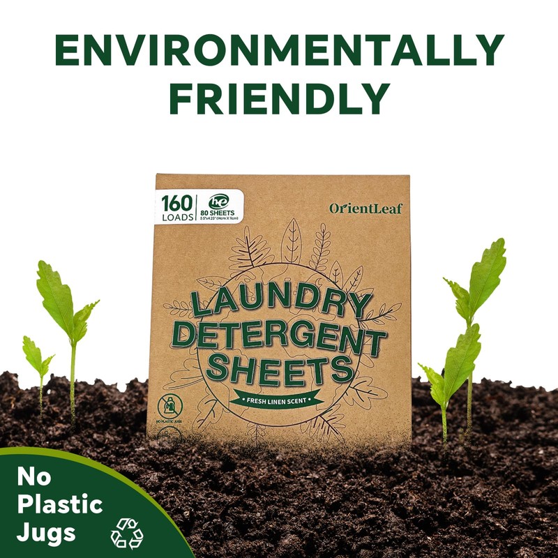 OrientLeaf Laundry Detergent Sheets Fresh Scent, Eco-Friendly, Powerful Cleaning, Up