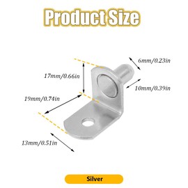 Hocansen Pack of 50 L Shape Shelf Brackets 6 mm Flat Spoon Type Shelf Brackets L Shelf Pins with Hole for Furniture, Cabinets and Bookshelves (Bronze/L)