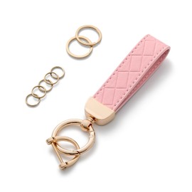 AOKSUNOVA Women's Leather Car Key Fob, Pink (pink-1), Unit size