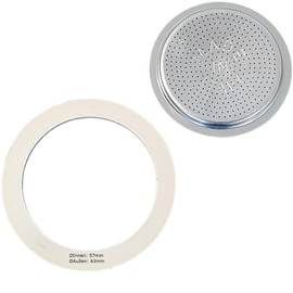 Harren24 Filter and Seal for Espresso Maker, Compatible with Bialetti Espresso Pot for 2, 3 or 4 Cups, Outer Diameter 63 mm, 6.3 cm, Inner Diameter 57 mm, 5.7 cm, Replacement Gasket, Sealing Ring