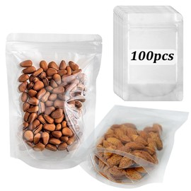 HINICEKIT Resealable Bags for Small Business,100PCS Clear Mylar Bags for Food Storage,4.7""x7.9"" Stand Up Zip Lock Pouch Bags for Packaging Cookie,Snack,Spice,Popcorn and Herbs