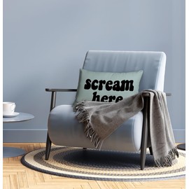 Mancheng-zi Funny Scream Decor, Scream 12x20 Pillow Cover, Fun Pillows,Fun Throw Pillows,Funny Throw Pillows,Fun Decorative Pillows,Scream Here Funny Humor Throw Pillow Case(Blue)