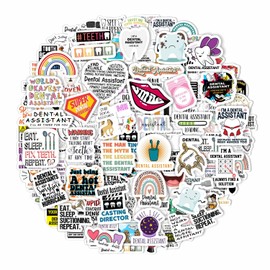 BulbaCraft 100Pcs Dental Assistant Accessories, Dental Assistant Stickers and Decals for Water Bottles, Dental Assistant Gifts for Women and Men, Dental Assistant Lanyard, Shirt, Books