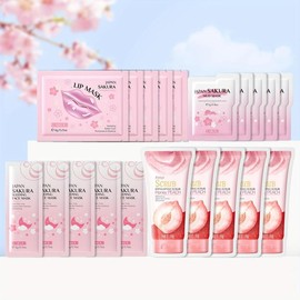 Sakura Skin Care Kit, 20pcs/set Moisturizing Facial Mask & Lip Mask & Mud Mask & Facial Scrub, Hydrating Skin Care Products for Women, Christmas Gift