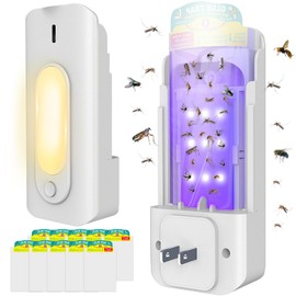 Fruit Fly Trap for Indoors with 10 Refills, 2 in 1 Fly Trap Indoor with Night Light for Home-White