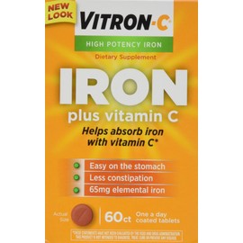 Vitron-c High Potency Iron Supplement Tablets 60 Ct (Pack of 2)