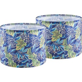 GO&SO Set of 2 Floral Area Print Lampshades Medium Blue & Beige Lampshade 13" Top x 13" Bottom x 10" High (Spider) Medium Art Lampshade for Table Lamp & Bedside Lamp - Handcrafted