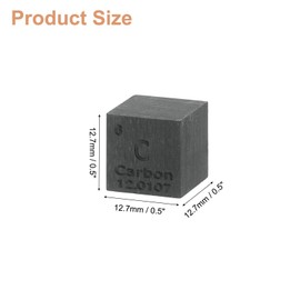 uxcell Carbon Cube, 0.5 Inch High Density Metal Element Cube Metal Density Cube for Chemical Elements Collection Science Education Experiment Application, Grey