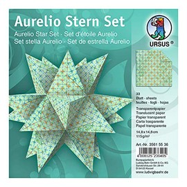 Ursus 35615536 Aurelio Star Paradiso Folding Sheets 33 Sheets Made of Tracing Paper 115 g/m² Approx. 14.8 x 14.8 cm Printed on One Side Ideal as Christmas Decoration
