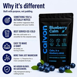Magnesium Glycinate Drink Powder with Glycine & L-Theanine, Blueberry, 30