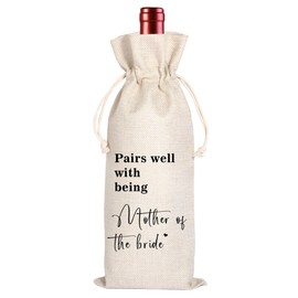 Maydvdv Mother of The Bride Wine Bag | Mother of the Groom Gift | In Law Wedding Gift | Gifts to Parents from Bride and Groom | Wedding Wine Bag 11WB51