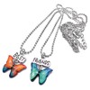 Vilda BEST FRIENDS Butterfly Necklaces, Green and Orange Enamel Butterfly
