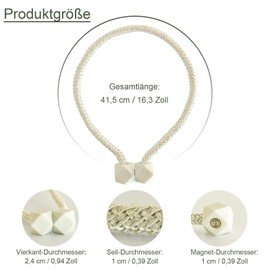 Yazikisa Fermatenda magnetica 4 pezzi, fermatenda per tende con chiusura magnetica, stile boho, con fibbia e corda, accessorio decorativo per casa, camera da letto, cameretta dei bambini, beige