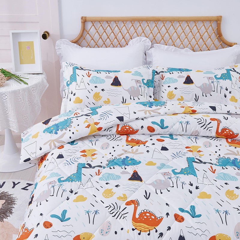 JSD Dinosaur Kids Comforter Set Twin Size, 2 Piece Microfiber