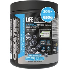 Creapure Creatine Monohydrate Life Pro 650 g - Micronised Creatine Creapure - Up to 216 Servings - Gluten Free - For Strength, Energy & Muscle Regeneration - German Quality Guaranteed