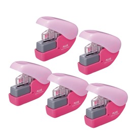 Plus No Needle Stapler Paper Clinch Mini Pink Set of 5