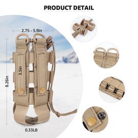 ZXXSFM Molle Water Bottle Holder Pouch for Backpack Water Bottle Holder Molle Pouch Adjustable Belt Molle Pouches Water Bottle Carrier Bag for 20 Oz to 53 Oz Water Bottle(Khaki)