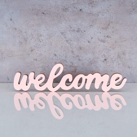 levandeo Lettering Welcome L31 cm Pastel Pink Wooden Table Decoration Stand Home Decoration
