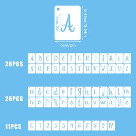 AIEX 63pcs Letter Stencils, 1 Inch Reusable Plastic Letter and Number Templates Alphabet Stencils Number Stencils for Art Drawing, Craft DIY Writing