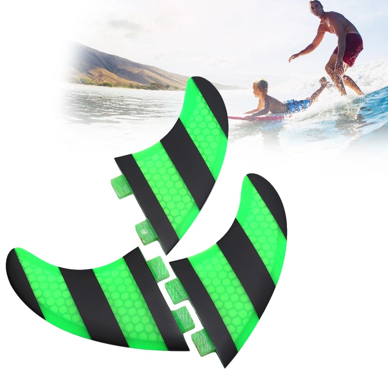 Green Black FCS G5 Surf Fins Surfboard Fiberglass Comb Tri