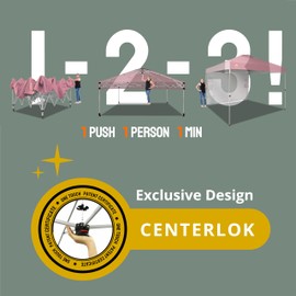 CROWN SHADES 10x10 Pop Up Canopy with 1 Side Wall - Beach Tent with One Push Setup - Outdoor Sun Shade for Events, Parties, Camping - Gazebo with STO-N-Go Cover Bag (Pink)