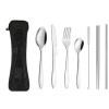 AlepTau Portable Travel Utensils Silver Set Reusable Silverware with Case